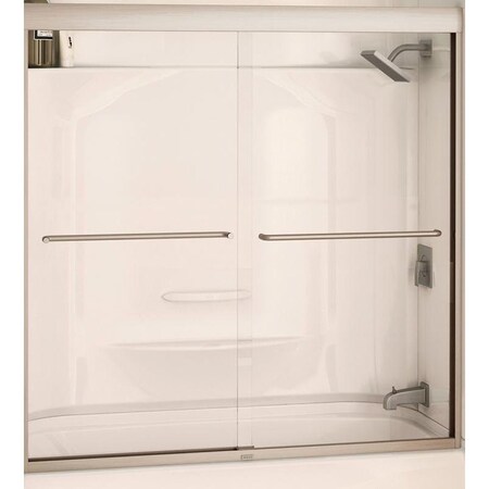 Maax Aura Bathtub Door, Semi Frame, Clear Glass, BypassSliding Door, 14 in Glass 135661-900-305